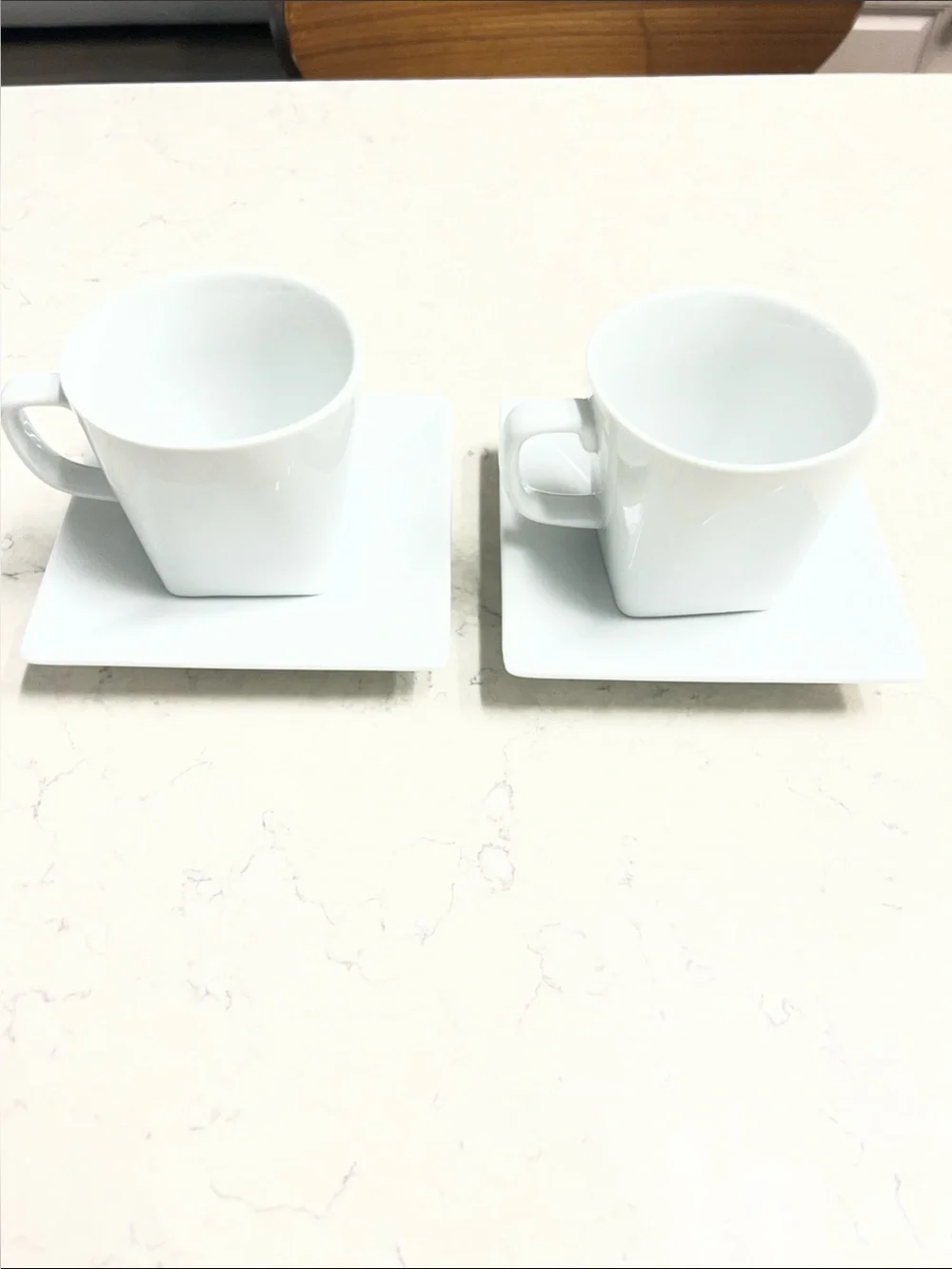 White Porcelain Square Cup & Saucer Set - 2 Pieces